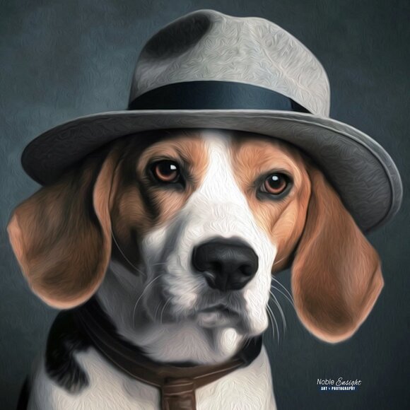 8x10 Beagle Detective Funny Dog Portrait Watercolor Oil Painting Wall Art‎ Print - Picture 3 of 5
